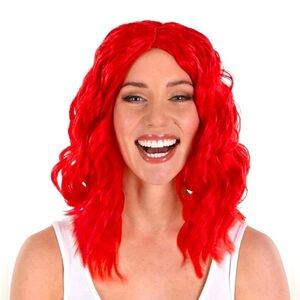 Body Wave Wig Curls Red Fancy Dress Up Halloween Adult Costume Accessory